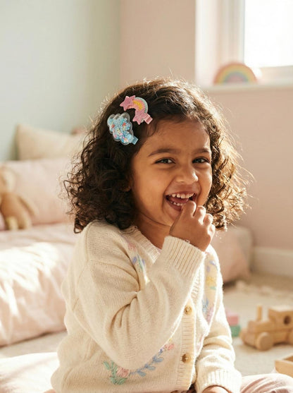 Blue Cloud Set of Girls Glitter Hair Clips – Sparkle Kids Party Accessories