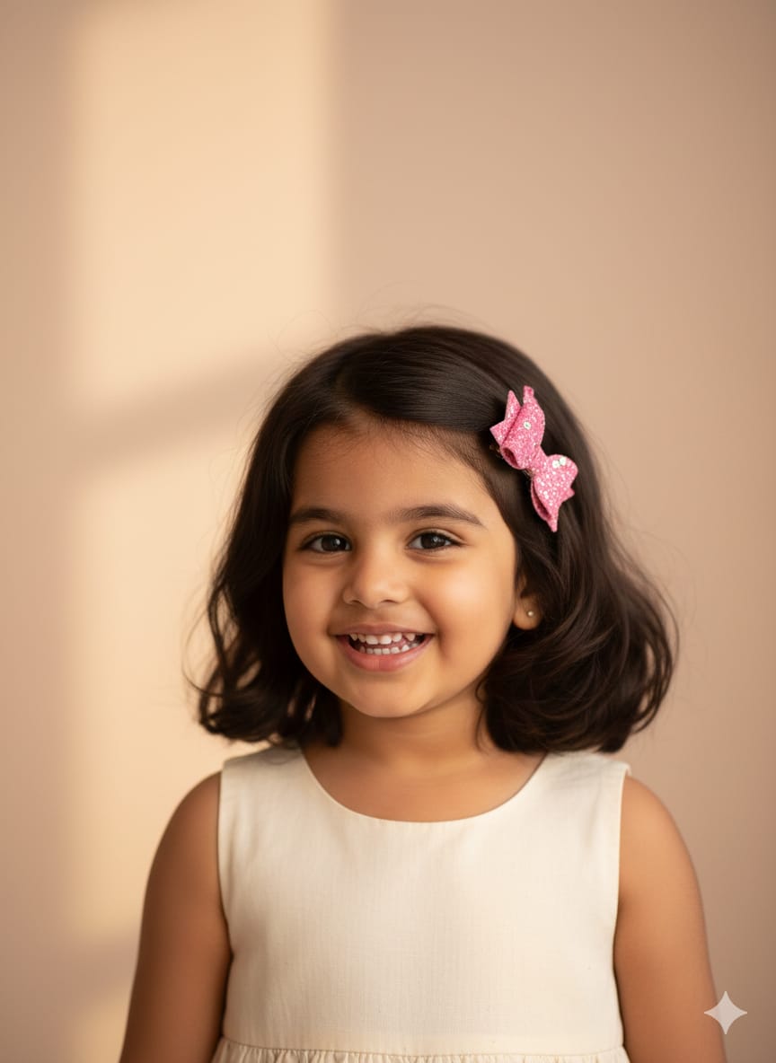 Pink Bow Set of Girls Glitter Hair Clips – Sparkle Kids Party Accessories