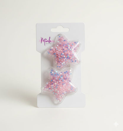 Star Set of Girls Glitter Hair Clips – Sparkle Kids Party Accessories