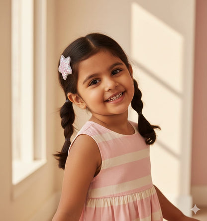 Star Set of Girls Glitter Hair Clips – Sparkle Kids Party Accessories