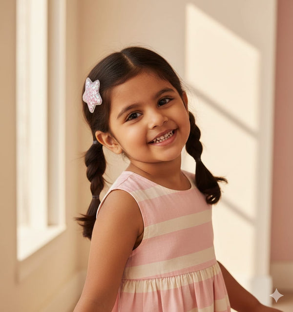 Star Set of Girls Glitter Hair Clips – Sparkle Kids Party Accessories