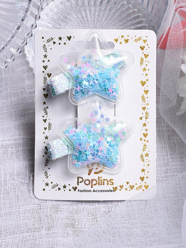 Star Set of Girls Glitter Hair Clips – Sparkle Kids Party Accessories