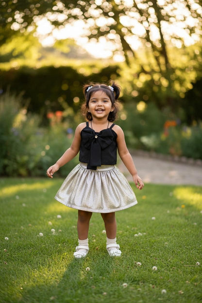 Satin Party Bow Crop Top for Girls