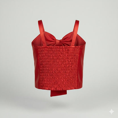 Satin Party Bow Crop Top for Girls