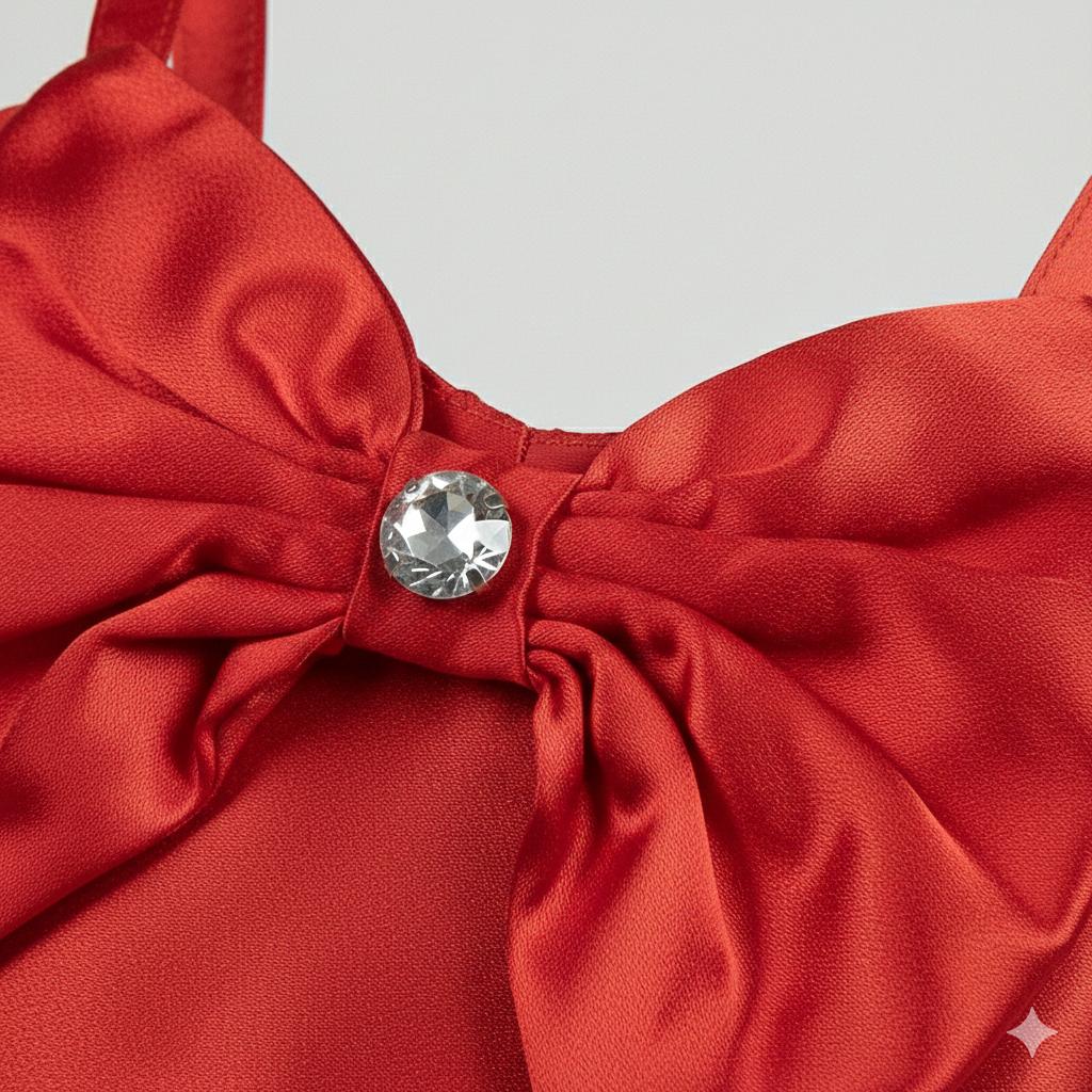 Satin Party Bow Crop Top for Girls