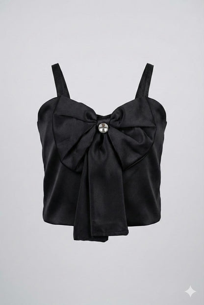 Satin Party Bow Crop Top for Girls