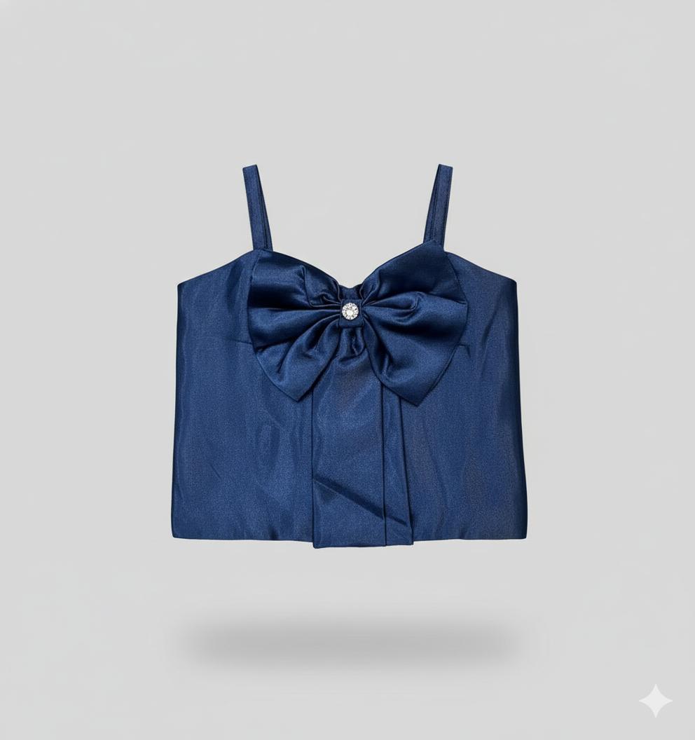 Satin Party Bow Crop Top for Girls