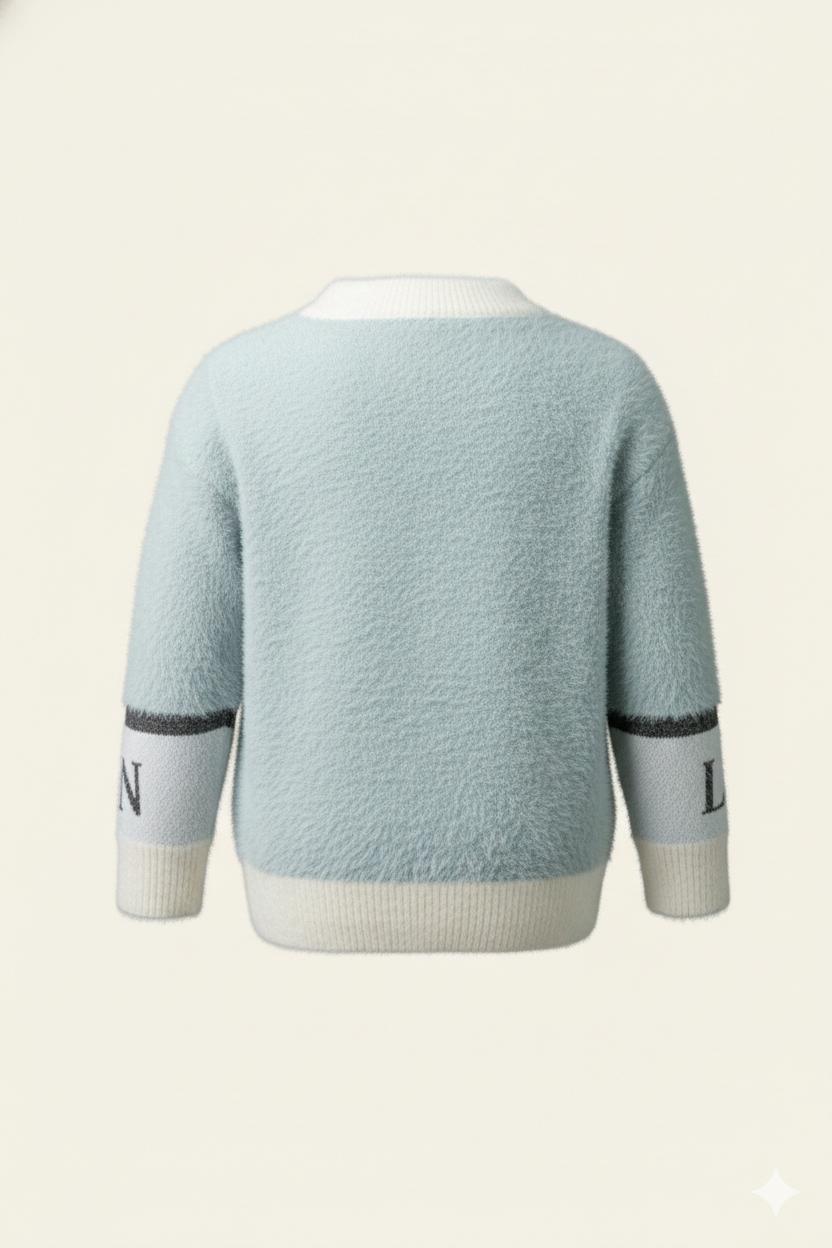 Grey Fuzzy Robot Knit Sweater for Kids
