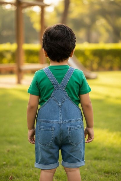Cute Crocodile Denim Dungaree Shorts for Kids
