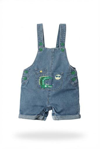 Cute Crocodile Denim Dungaree Shorts for Kids