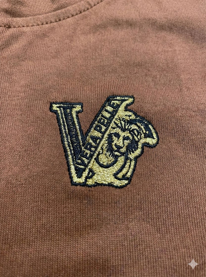Earthy Brown Twisted Front Cotton Top with Chest Patch