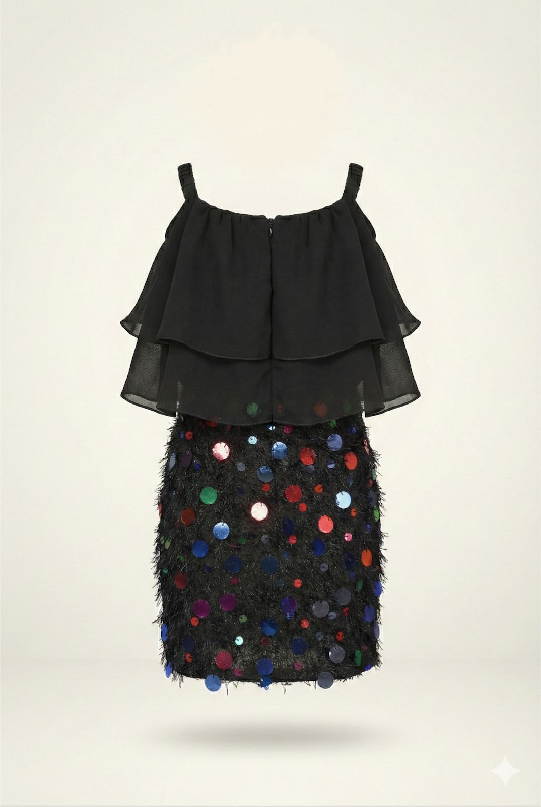 Black Midnight Sparkle Layered Party Sequin Dress