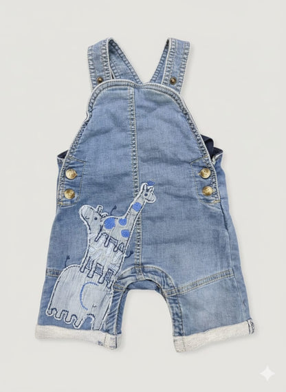 Blue Denim Dungaree with Animal Patch Embroidery