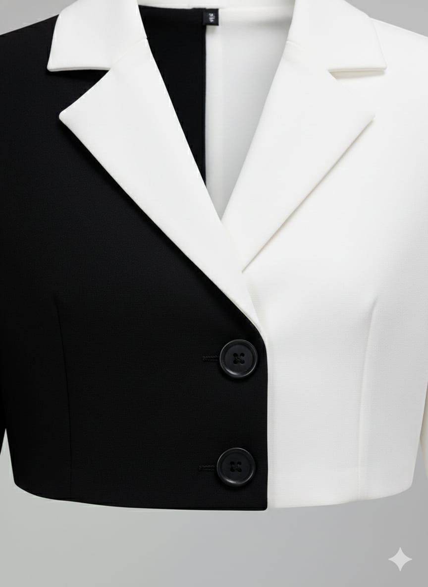 Black & White Blazer & Skirt Party Co-Ord Set for Girls