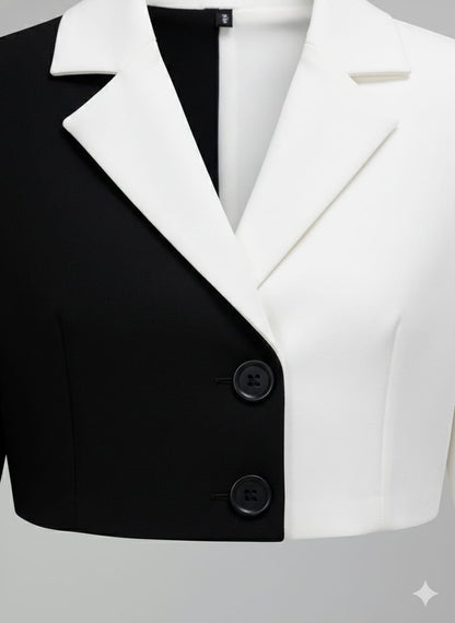 Black & White Blazer & Skirt Party Co-Ord Set for Girls
