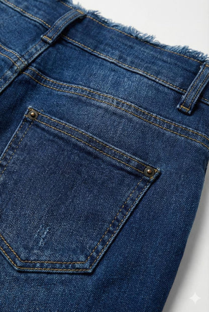 Dark Blue Flared Denim Jeans – Stretch Bell Bottom Pants