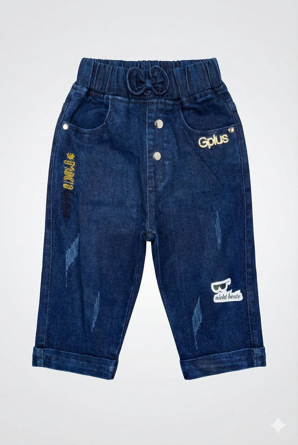 Dark Indigo Denim Jogger Pants – Elastic Waist Stretch Comfort Fit