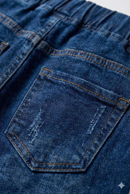 Dark Indigo Denim Jogger Pants – Elastic Waist Stretch Comfort Fit