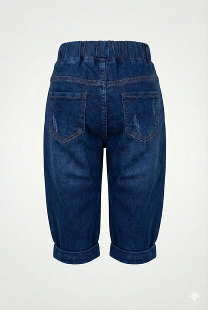 Dark Indigo Denim Jogger Pants – Elastic Waist Stretch Comfort Fit