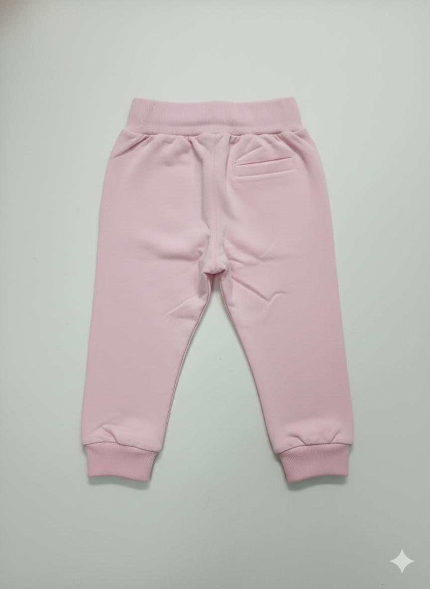 Pink Cotton Jogger Pants with Cat Print – Soft Elastic Waist Comfort Fit