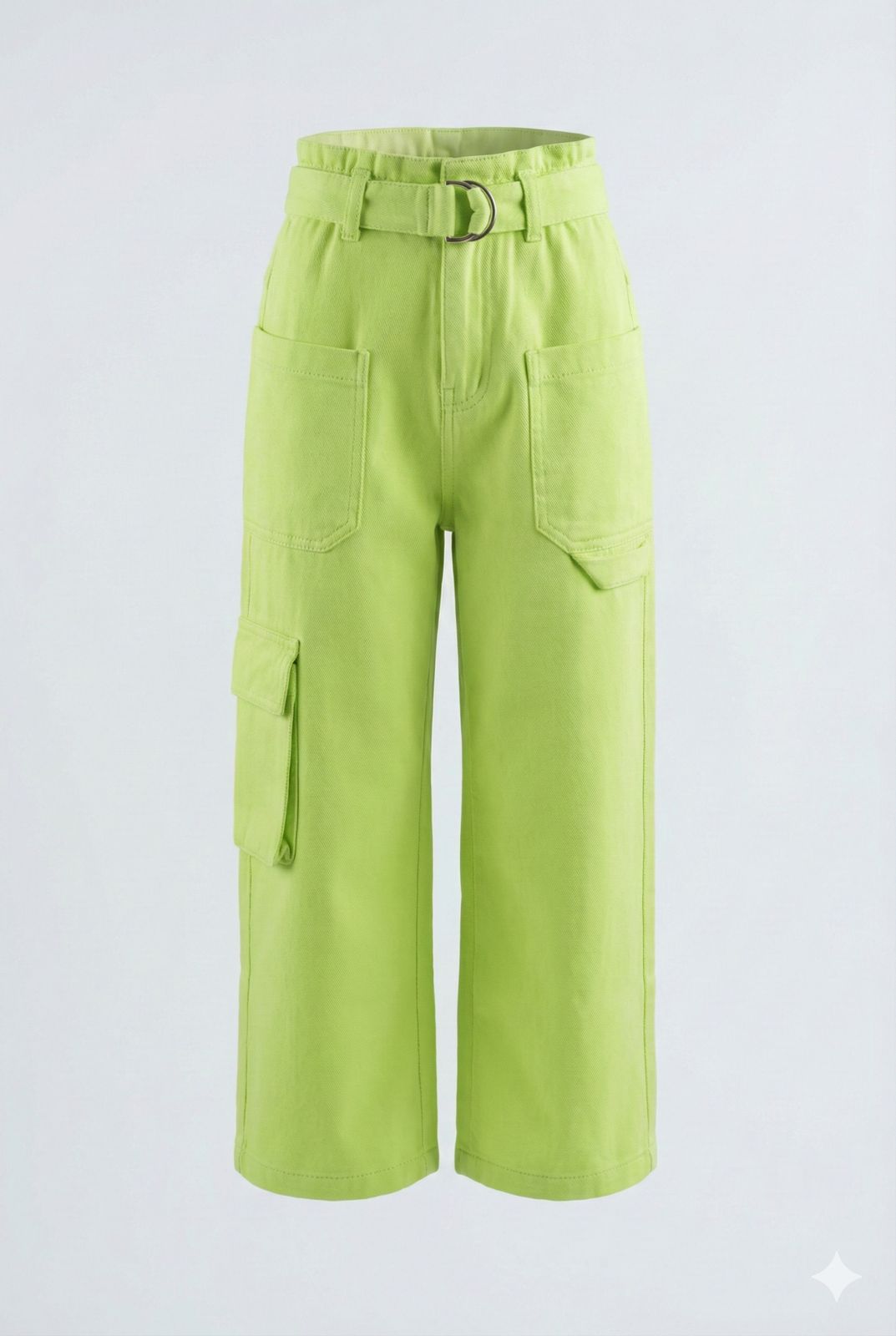 Lime Green Cargo Pants with Belt – Trendy Wide Leg Utility Pants