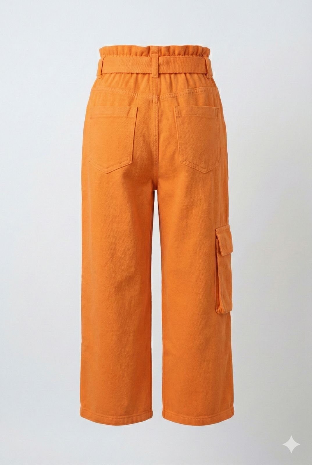 Fanta Orange Cargo Pants with Belt – Trendy Wide Leg Utility Pants