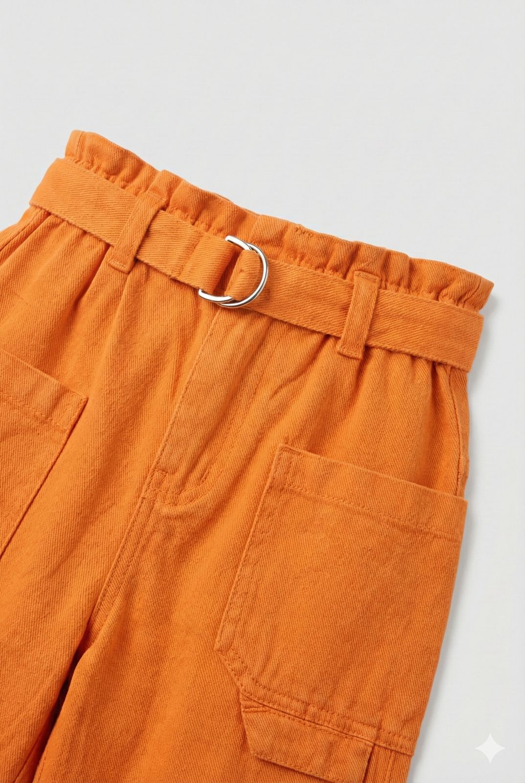 Fanta Orange Cargo Pants with Belt – Trendy Wide Leg Utility Pants