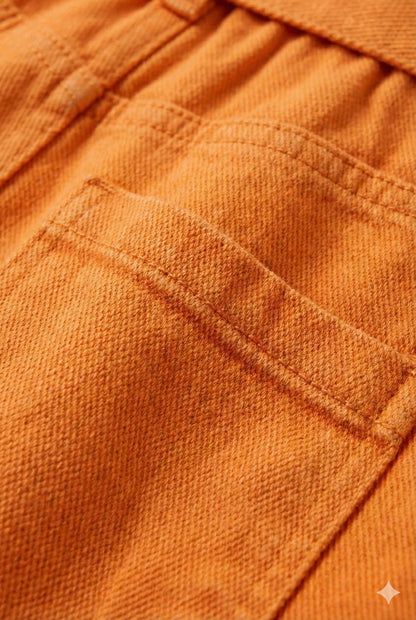 Fanta Orange Cargo Pants with Belt – Trendy Wide Leg Utility Pants