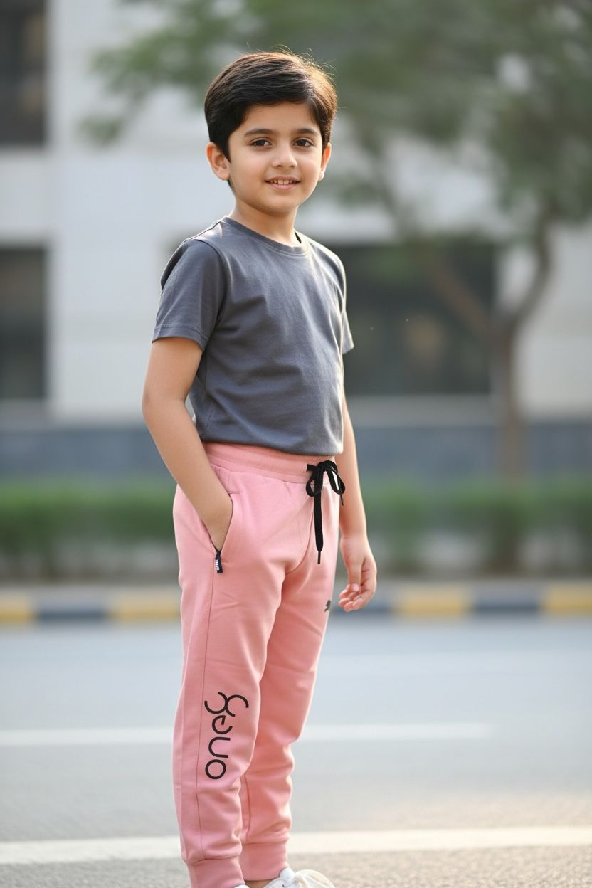 Peach Unisex Sports Jogger Pants – Elastic Waist Comfort Fit Athleisure Pants