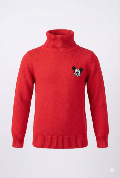 Red High Neck Knit Sweater – Soft Winter Turtle Neck Pullover