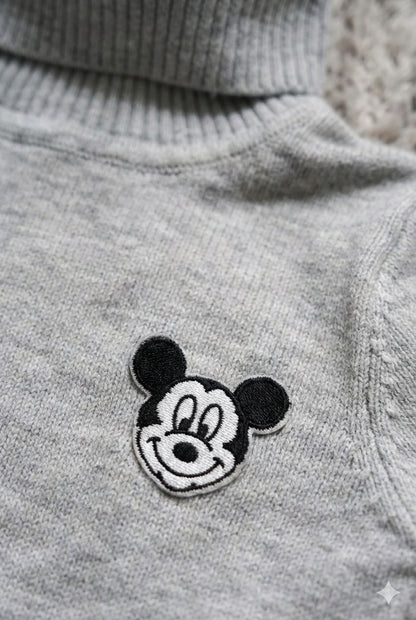 Grey High Neck Knit Sweater – Soft Winter Turtle Neck Pullover