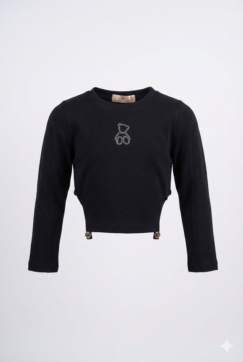 Black Long Sleeve Crop Top – Stylish Stretch Fit Top