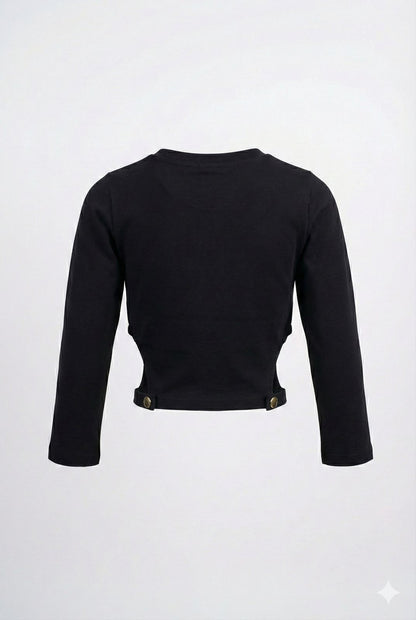 Black Long Sleeve Crop Top – Stylish Stretch Fit Top