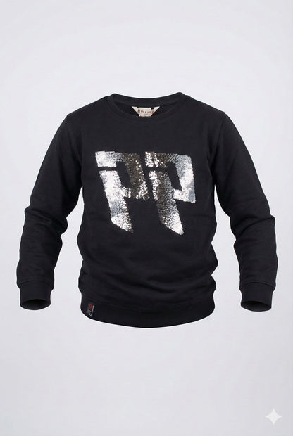 Black Embellished Sweatshirt – Full Sleeve Winter Comfort Top