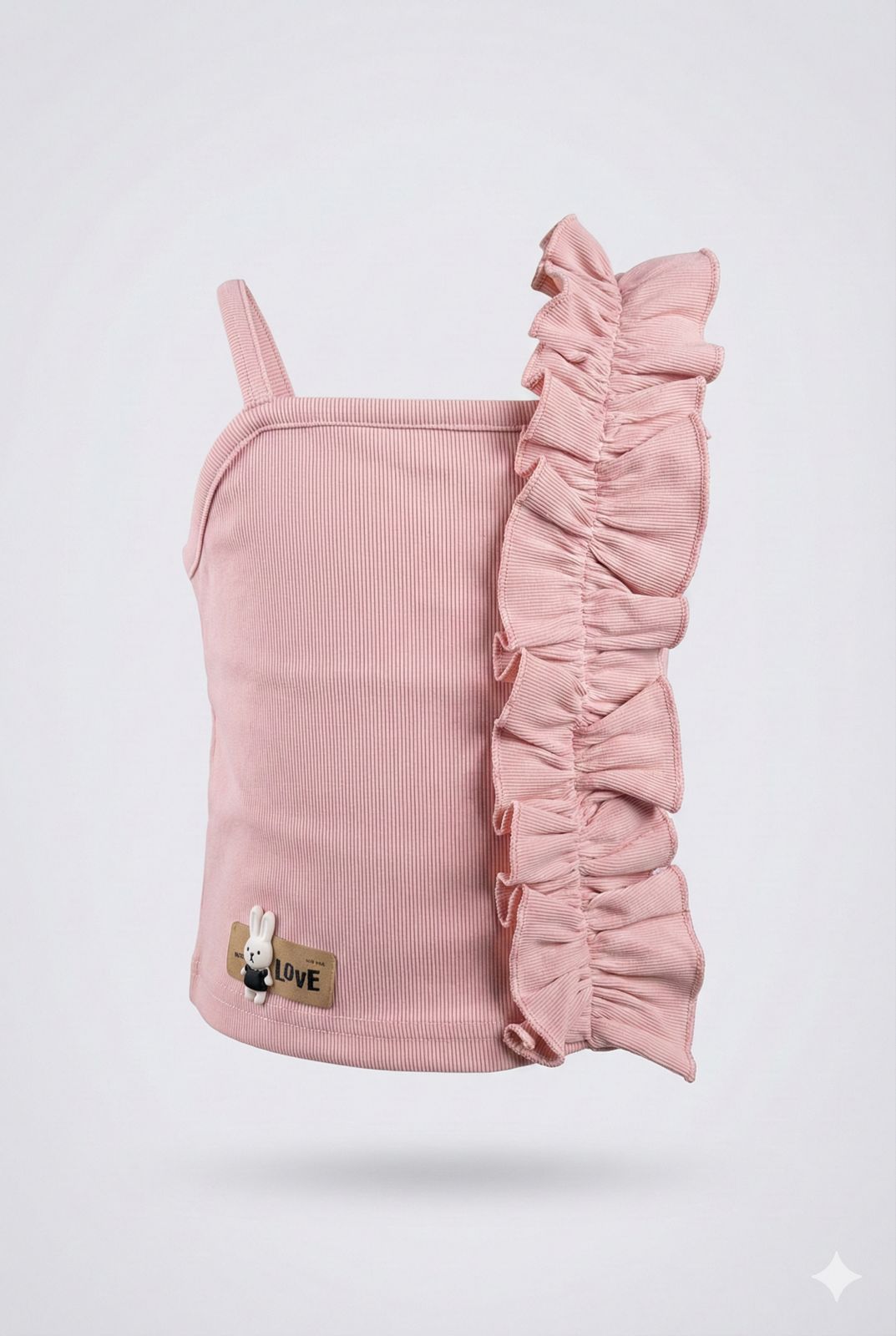 Pink Ribbed Ruffle Sleeveless Top – Premium Boutique Summer Wear