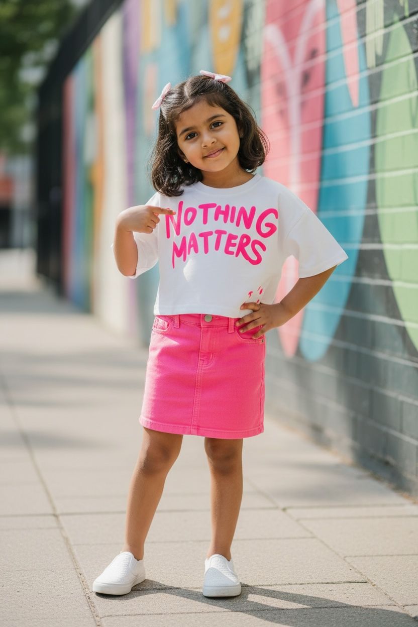 White Bubble Print Graphic Crop Top – Trendy Short Sleeve Casual Tee