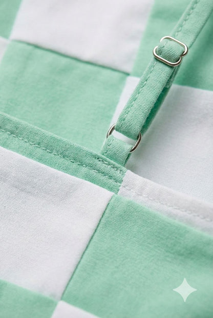 Mint Green Checkerboard Crop Top – Trendy Summer Wear | Devils n Dolls