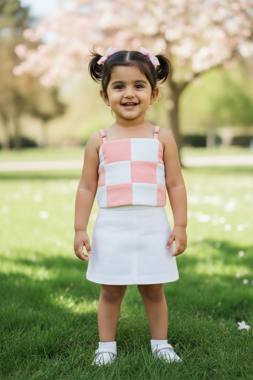 Peach Checkerboard Crop Top – Trendy Summer Wear | Devils n Dolls