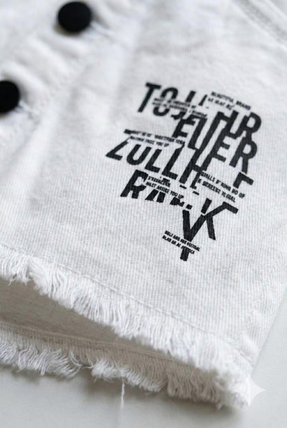 White Button-Front Denim Skirt – Trendy A-Line Casual Wear | Devils n Dolls