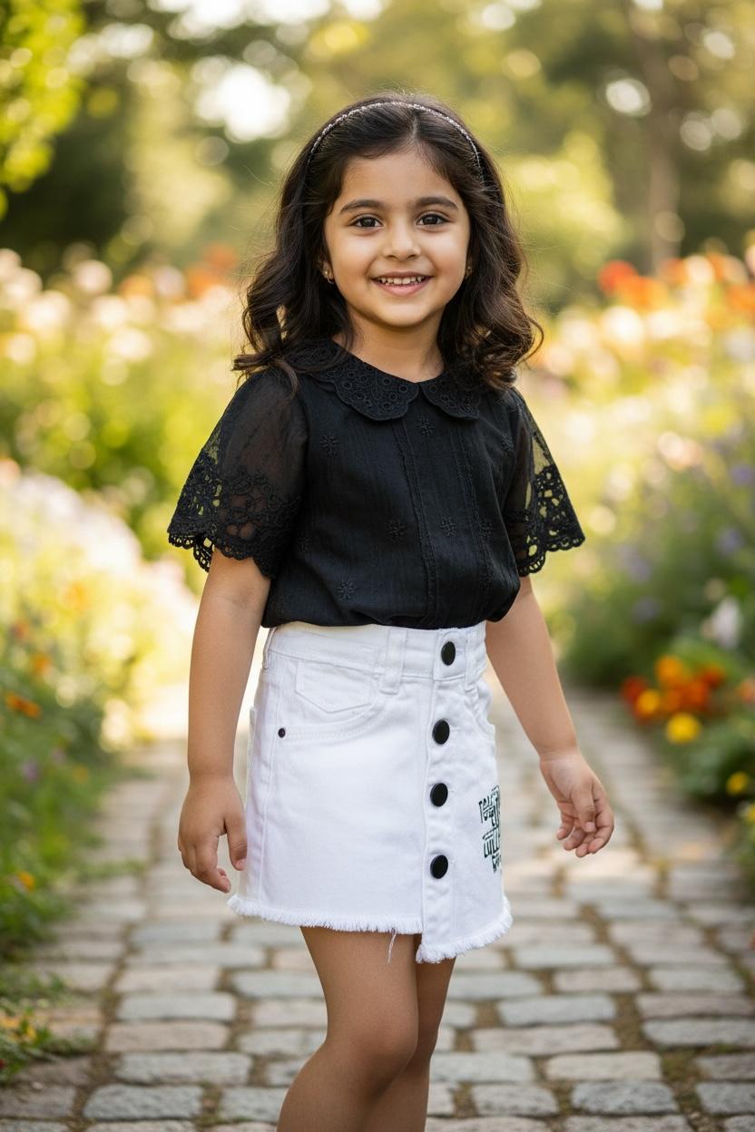 White Button-Front Denim Skirt – Trendy A-Line Casual Wear | Devils n Dolls