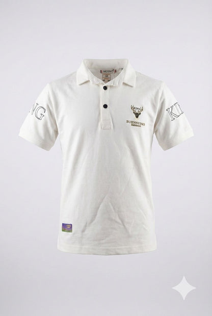 White Embellished Logo Polo T-Shirt – Smart Casual Party Wear | Devils n Dolls
