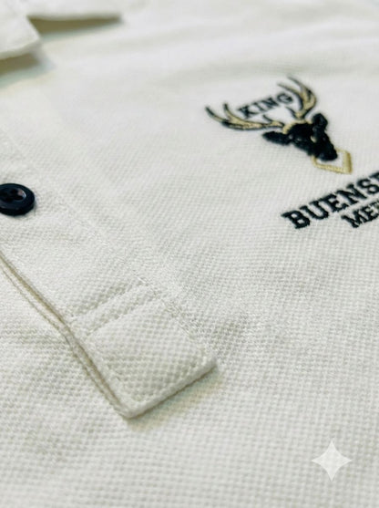 White Embellished Logo Polo T-Shirt – Smart Casual Party Wear | Devils n Dolls