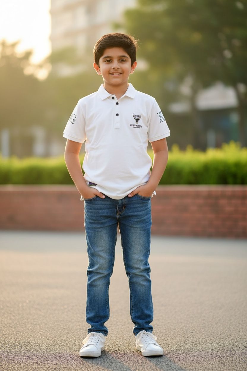 White Embellished Logo Polo T-Shirt – Smart Casual Party Wear | Devils n Dolls