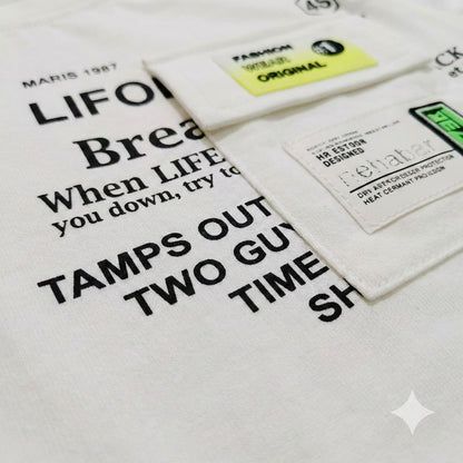 White Graphic T-Shirt with Pocket – Party Street Style Tee