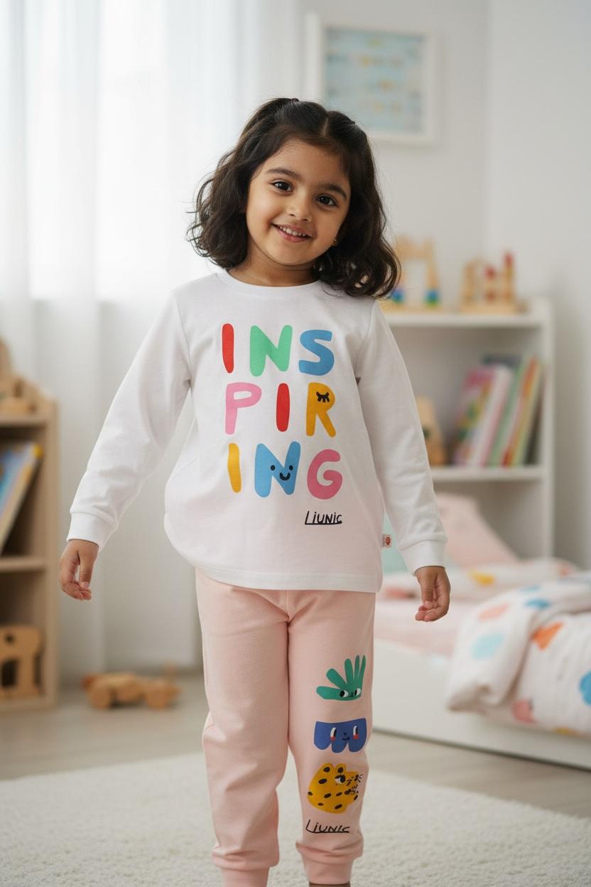 Baby Printed Cotton Co-Ord Set – Full Sleeve T-Shirt & Jogger Pants
