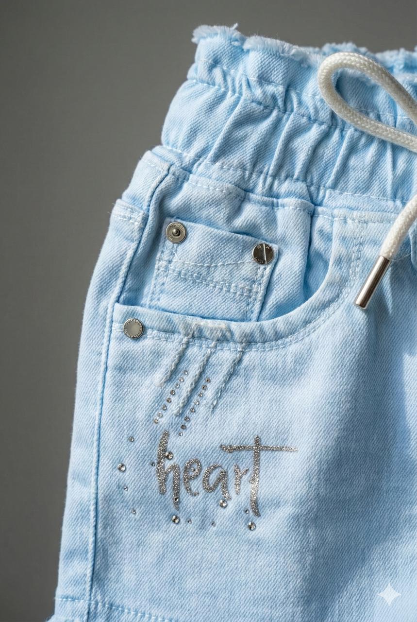 Light Blue Soft Denim Drawstring Shorts – Stretch Summer Shorts