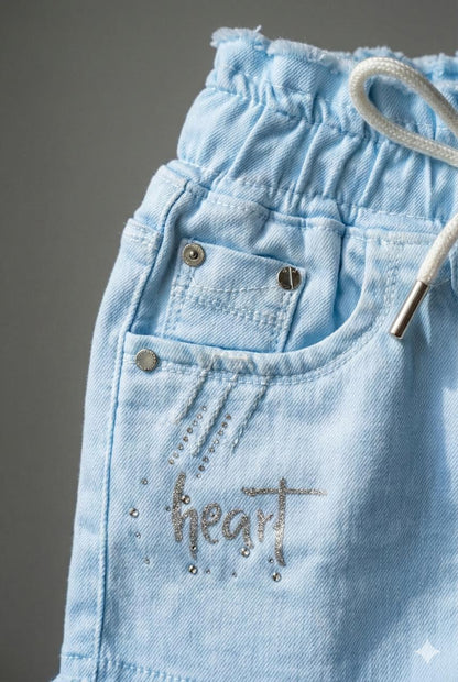 Light Blue Soft Denim Drawstring Shorts – Stretch Summer Shorts