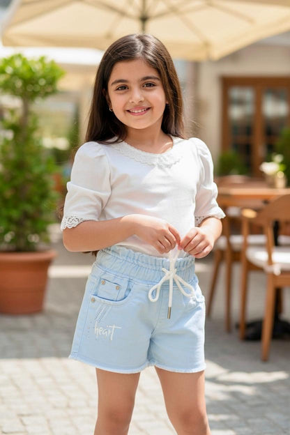 Light Blue Soft Denim Drawstring Shorts – Stretch Summer Shorts