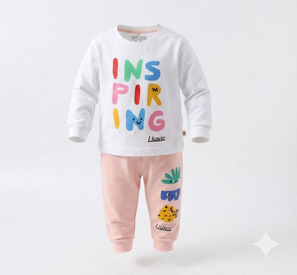 Baby Printed Cotton Co-Ord Set – Full Sleeve T-Shirt & Jogger Pants