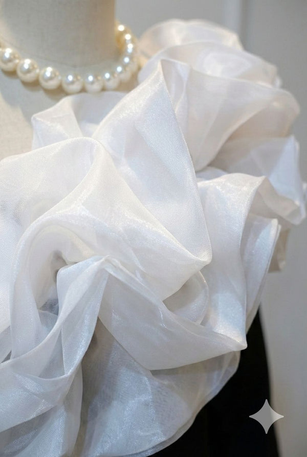 Black & White Statement Ruffle Party Denim Dress – Premium Boutique Collection